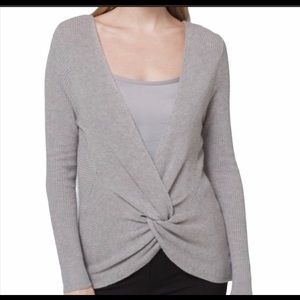 NWT whbm ls twist back po sweater heather chrome, XSP
